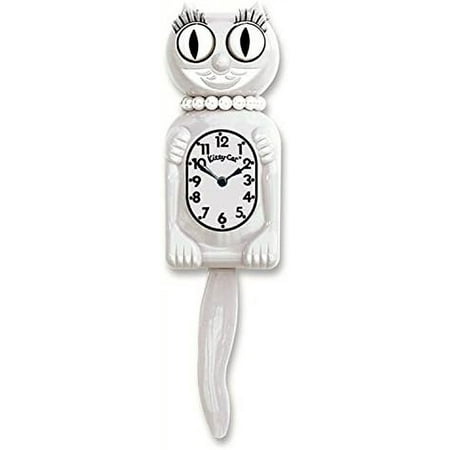 White Miss Kitty Cat Clock (3/4 Size) 12.75 Small Version Retro Style Kit Cat Klock