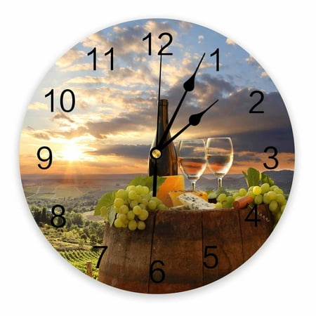 White Wine Barrels Italy Bedroom Wall Clock Large Modern Kitchen Dinning Round Wall Clocks Watches Living Room Watch Home r