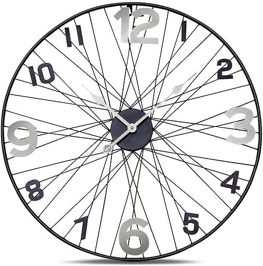 WHW Whole House Worlds Tour de France Bicycle Wheel Clock, Analog, Wall Mounted, Hand Crafted of Stainless Steel, Iron, Over 2 Ft Diameter (27.5 Inches) 1 AA Battery (Not Included)