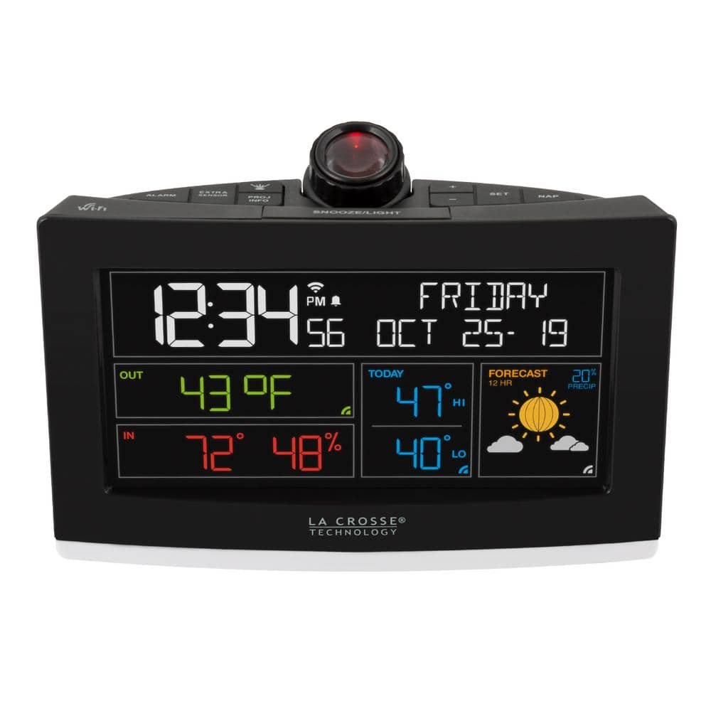 Wi-Fi Weather Projection Alarm Clock with AccuWeather Forecast and Remote Home Monitoring