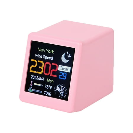 WiFi Clock Desktop Digital Weather Clock Smart Weather Station (Pink) Home Appliances