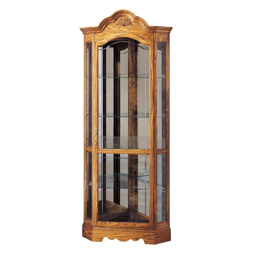 Wilshire 82.25 in. H Curio Storage Cabinet in Golden Oak