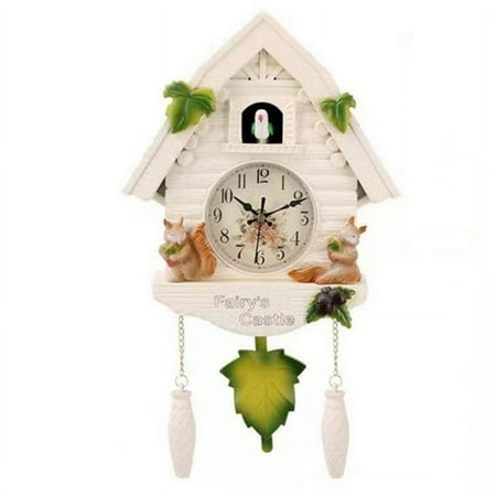 WINDLAND European Pastoral Style Resin Quartz Cuckoo Wall Clock Bird for Time Bell Swing Alarm Watch Cartoon Vintage Home Art Dec