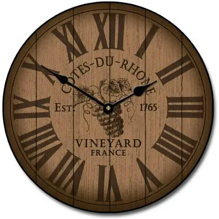 Wine Barrel Lid Wall Clock | Beautiful Color, Silent Mechanism, Made in USA