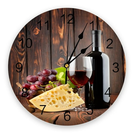 Wine Cheese Grapes Clock Living Room Home r Large Round Wall Clock Mute Quartz Table Clock Bedroom ration Wall Watch