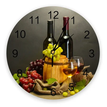 Wine Glass Wine Fruit Grapes Wall Clock Home Decor Bedroom Silent Oclock Watch Wall Digital Clock Wall Clock Modern Design