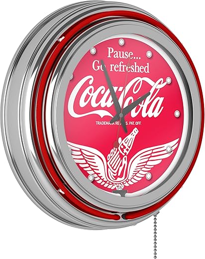 Wings Coca Cola Neon Clock - Two Neon Rings