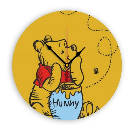 Winnie the Pooh Wall Clock with Clear Dial Silent and Non-Ticking, Suitable for Bedroom, Office, School, Home and Living Room as a Gift Or Decoration, Large Size 12 Inches