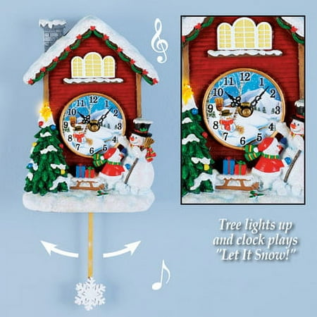 winston inc Snowman Musical Pendulum Snowflake Wall Winter Christmas Clock