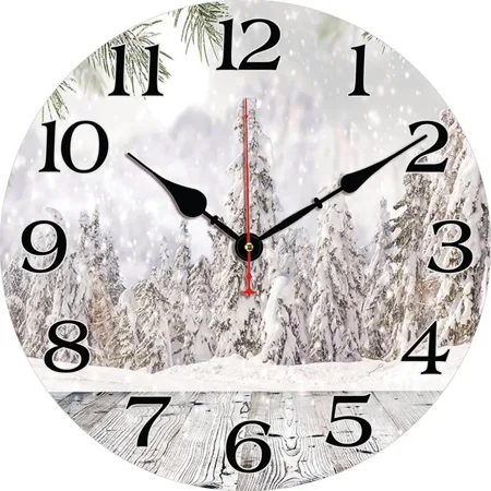 Winter Cedar Wall Clock Round Silent Clocks Wall Mounted Carfts Art Decor For Home Bedroom Living Room Office Decoration