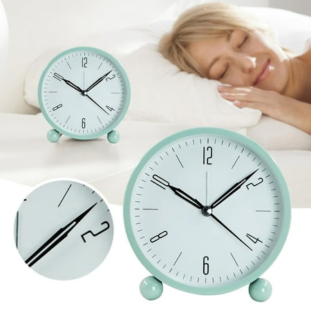 WinysinFashionable Modern Simple Digital Round Metal Alarm Clock Table Clock Seat Clock