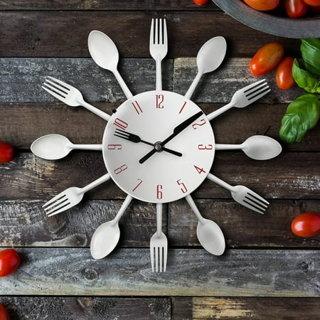 wirlsweal Modern Cutlery Knife Fork Spoons Quartz Wall Clock Analog Home Office Decoration