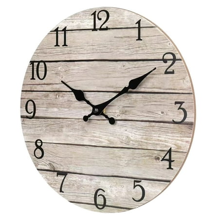 wirlsweal Wooden Wall Clock Wall Clock Wooden Wall Clock Rustic Farmhouse Decor Easy Installation Silent Large Numerals Perfect for Kitchen Living Room Bathroom