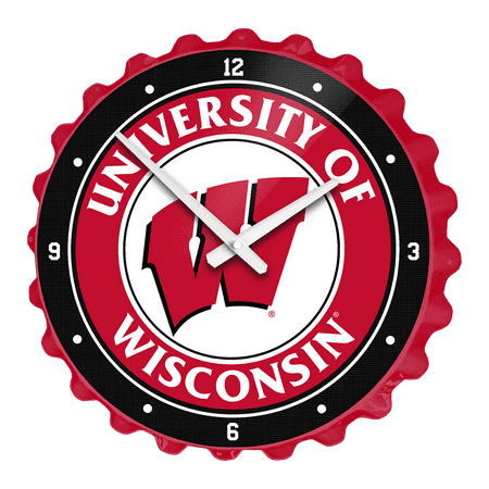 Wisconsin Badgers: Bottle Cap Wall Clock