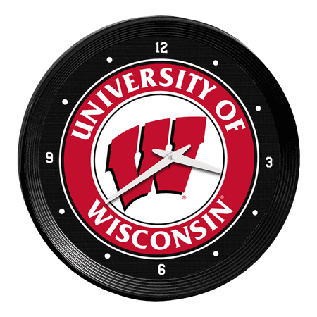 Wisconsin Badgers: Ribbed Frame Wall Clock