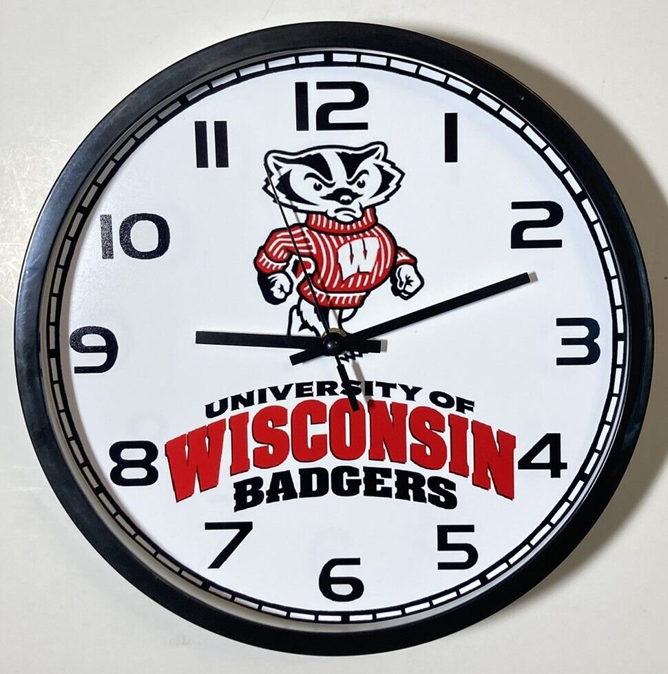 Wisconsin University Badgers Logo Battery Wall Clock