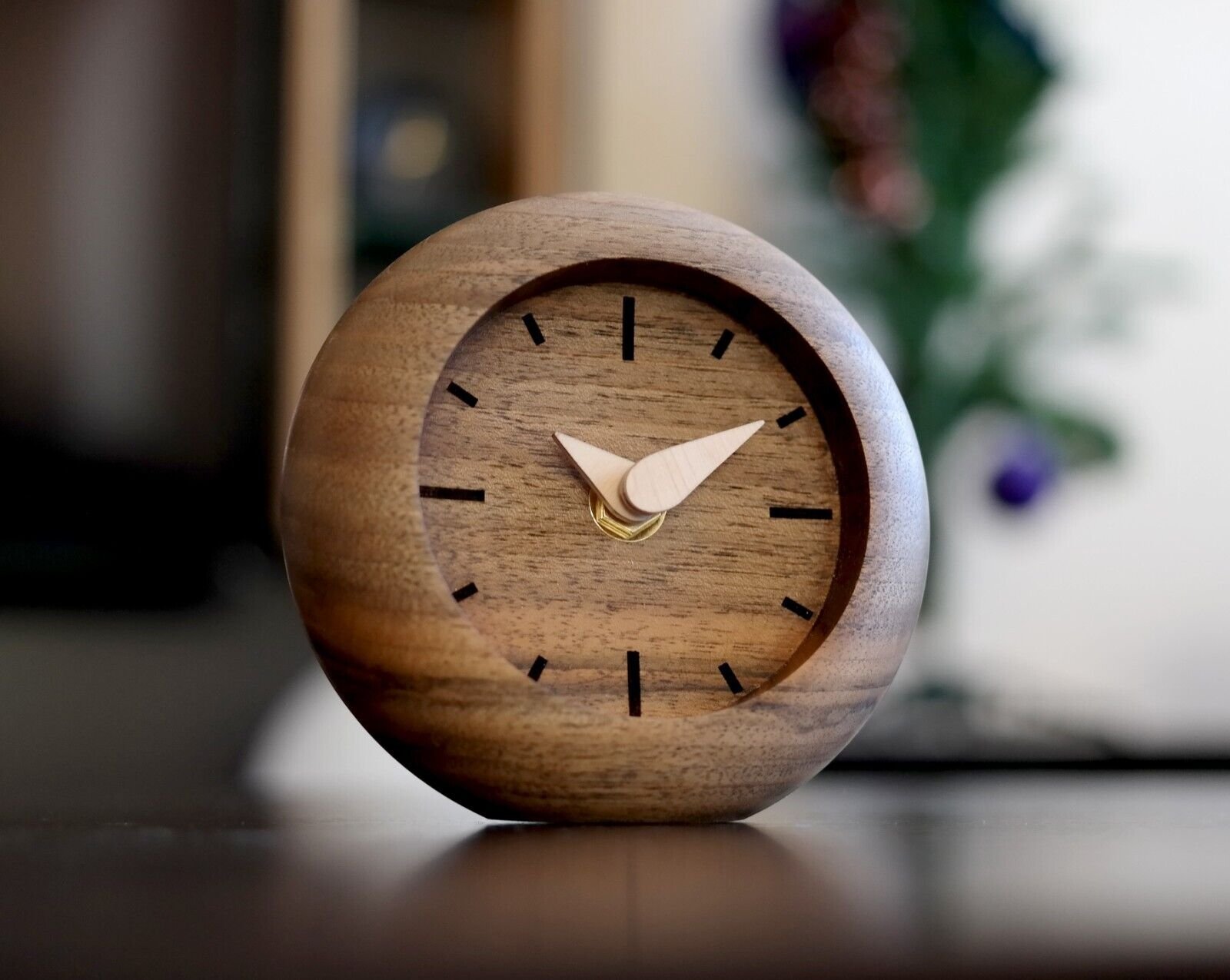 Wood Clock, Wood Desk Clock, Solid Wood Clock, Vintage Clock, Desk Clock