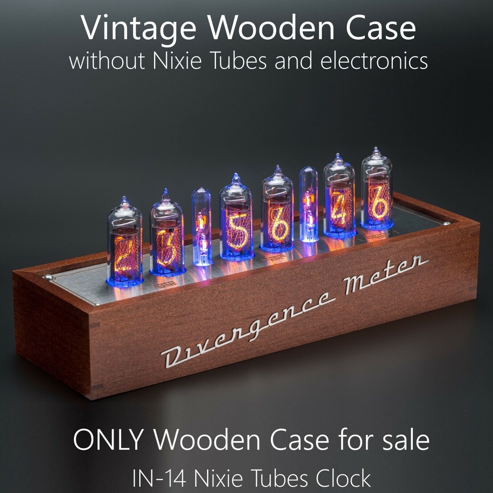 Wooden Case for Nixie Tubes Clock "Divergence Meter Mini" [IN-14, IN-8-2, Z573]