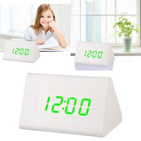 Wooden clock new LED alarm clock digital desk clock adjustable brightness alarm clock time display time date temperature