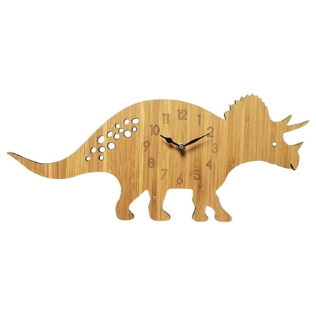 Wooden Dinosaur Wall Clock Desktop Living Room kids children room Watch Clocks Triceratops