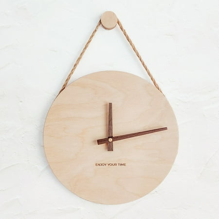 Wooden Hanging Rope Creative Wall Clock Home Living Room Clock Decoration 2