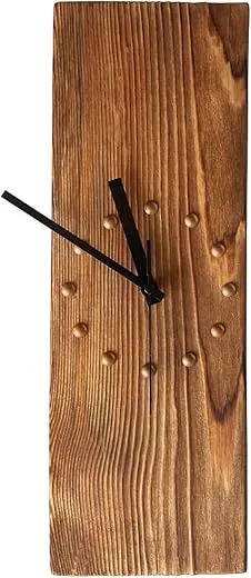 Wooden Wall Clock Silent Non-Ticking, Frameless Rectangle Art Wall Clocks Farmhouse Wall Décor，Handmade Clocks Decorative for Home Living Room Kitchen Office, Battery Operated