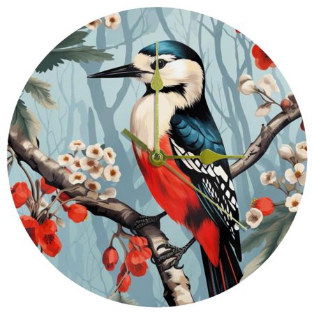 Woodpecker Circular Acrylic Wall Clock - Stylish Timepiece for Modern Décor - 200 Characters