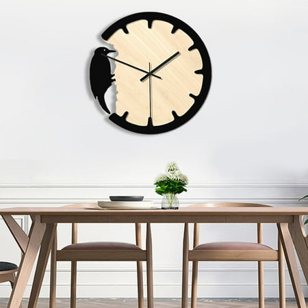 Woodpecker Style Wall Clock Silent Wooden Clock Home Living Room