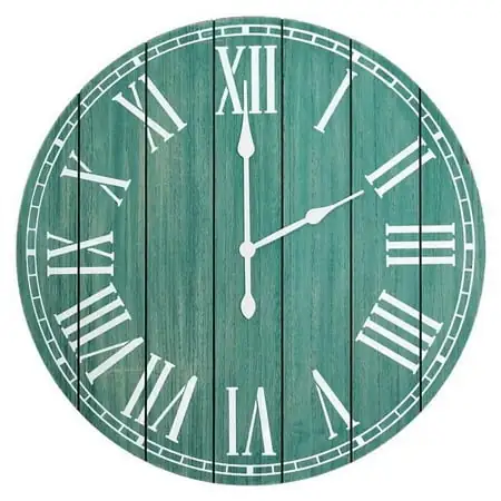 Wood Plank 23in. Large Rustic Coastal Wall Clock, Dark Aqua Wash