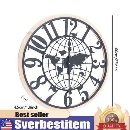 World Map Wall Clock Earth Map Art Home Living Room Decor Quartz Clock 23 in