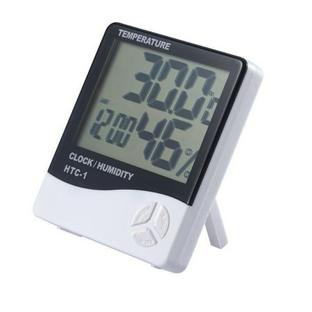 Wozhidaoke Digital LCD Thermometer Hygrometer Humidity Meter Room Indoor Temperature Clock , White Standard