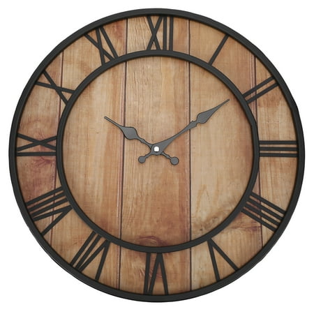 Wrought Iron Vintage Wall Clock Non Ticking Round Clock with Roman Numerals for Home Office