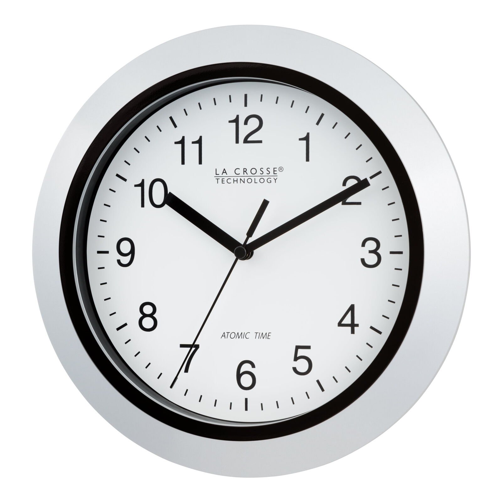 WT-3102S 10 Inch Atomic Analog Wall Clock-Silver, 10"