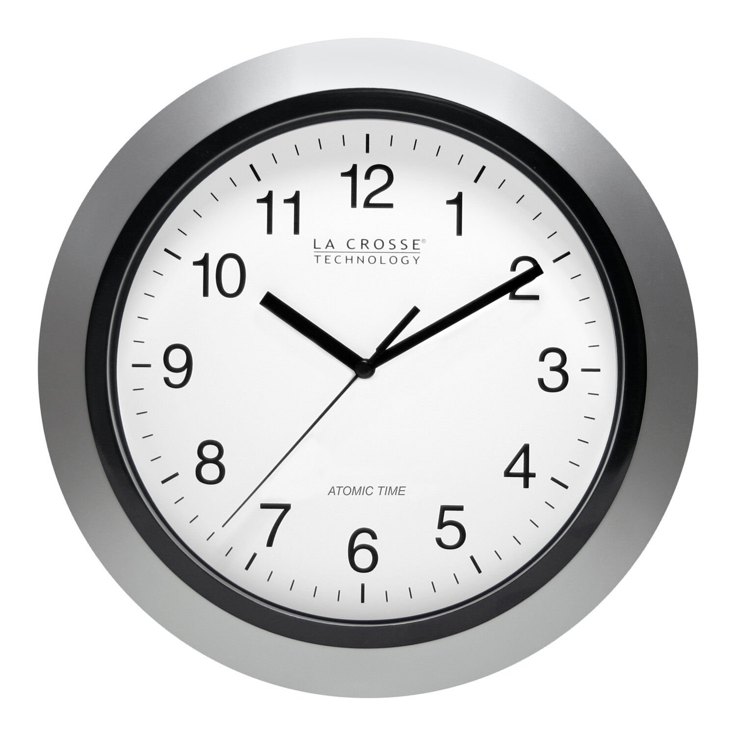 WT-3102S La Crosse Technology 10" Atomic Wall Clock - Silver NIB (Internet Box)