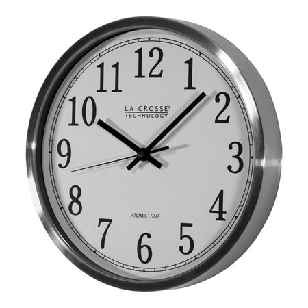 WT-3126B La Crosse Technology 12 Stainless Steel Frame Atomic Analog Wall Clock