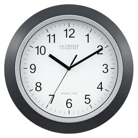 WT-3129B 12 Inch Atomic Analog Wall Clock, Pack of 1, Black