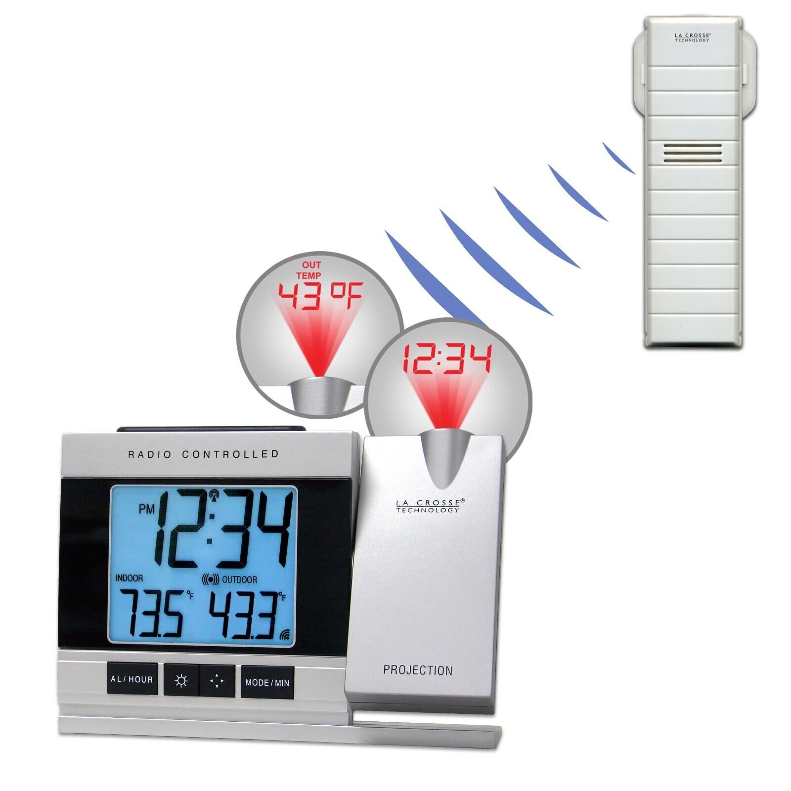 WT-5220U-IT La Crosse Technology Atomic Projection Alarm Clock TX37U-IT Open Box
