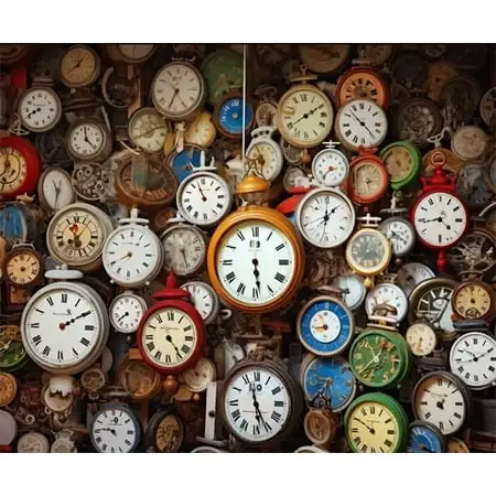 Wuhaoniu Puzzles For Adults 1000 Pieces Jigsaw Puzzles Famous Paintings Watches Alarm Clocks Time Counter Formation Wooden Eco-Friendly Unique 20.4'' X 14.9''