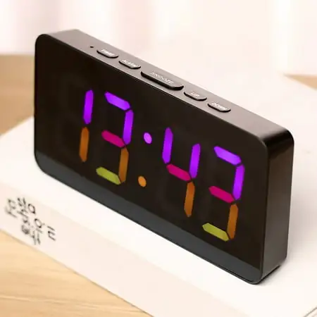 Wuztai Digital Alarm Clock, Colorful Gradual Change Alarm Clock, 6 Brightness Double Alarm Clock, Student Large Screen Intelligent Electric Clock,