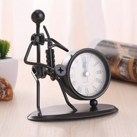 Wyzesi Decorations Outdoor Skeletons Creative Stainless Steel Small Desk Clock Personality Clock Birthday Table Alarm Clock with Musical Instruments Gadgets