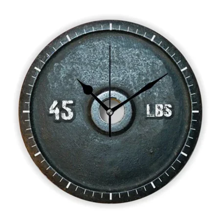 3D Funny Time To Lift Barbell Plate Workout Wall Clock for Gym Fitness Room Bodybuild Large Wall Watch Home r Dad Gift