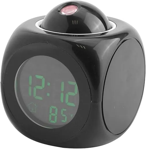 Alarm Clock with Projection on Ceiling, Digital Projection Clock, Multi Function Digital LCD Wall Projection Voice Talking Temperature Display LED Alarm Clock for Studying Room, Bed Room, Desks