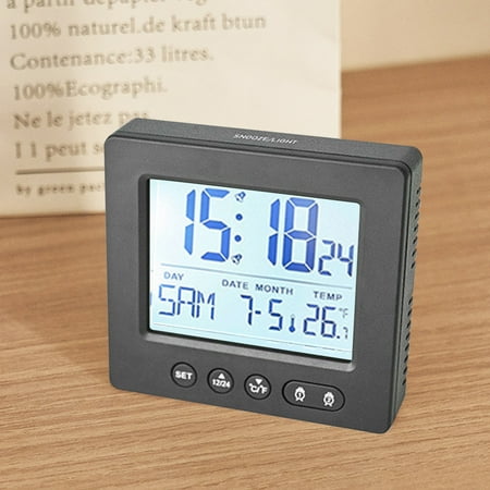 XEOVHVLJ Digital Alarm Clock With Background Lighting Lcd Display Temperature Monitor Snooze Alarm With Smart Clock Calendar Save On Promotional Products