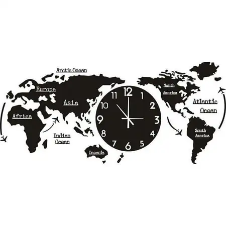 XINGLAN World Map Wall Clock Home Bedroom Wall Personality Wall Clock