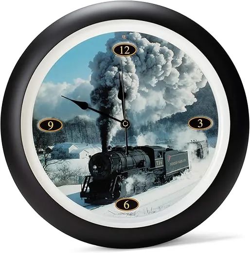 Mark Feldstein Locomotive Legends Steam Engine Train Sound 13 Inch Wall Clock