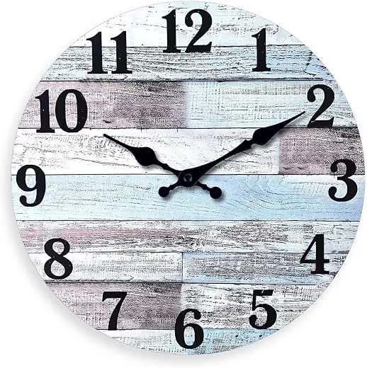 XNM Beach MDF Wooden Wall Clocks Battery Operated 16 Inches or Larger - Farmhouse Wall Clock for Living Room Decor - Kitchen Wall Clock Non Ticking (No Solid Wood)