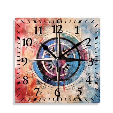 XNSJVGB Silent Non Ticking 10 inch square Wall Clocks,Marine Life European Venice City Blurry Abstract Backdrop Elegant,Decorative Clocks for Living Room Kitchen Bedroom