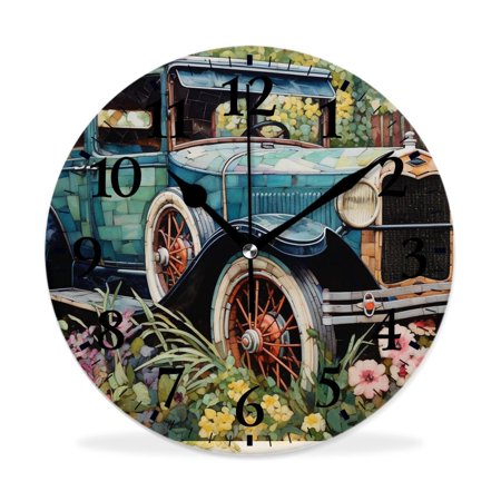 XNSJVGB Silent Non Ticking 12 inch Round Wall Clocks,New York Statue of Liberty Butterfly Flower Vintage Stylish pattern lovely,Winter Birds Drawing,Decorative Clocks for Living Room Kitchen Bedroom