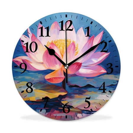 XNSJVGB Silent Non Ticking 14 inch Round Wall Clocks,Sea Turtle Ocean Wildlife Animals Watercolor design,Winter Birds Drawing,Decorative Clocks for Living Room Kitchen Bedroom