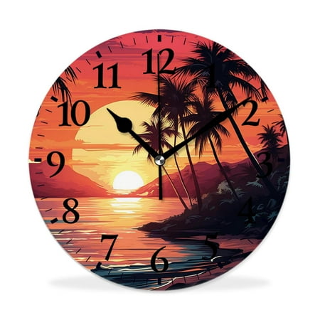 XNSJVGB Silent Non Ticking 14 inch Round Wall Clocks,Winter Cardinals Snow Exquisite,Winter Birds Drawing,Decorative Clocks for Living Room Kitchen Bedroom